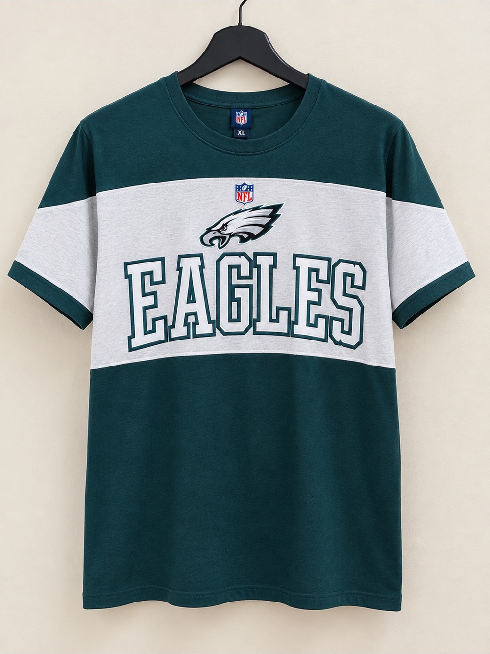 NFL Philadelphia Eagles Block Logo Tee - Green & Gray